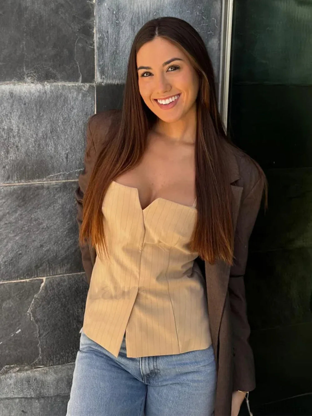 Elegant Striped Sling Culottes Two Piece Set