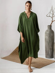 Elegant V Neck Tunic Beach Cover Up