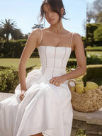 Elegant White Hollow Out Floral Dress