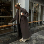 Elegant Women’s Woolen Overcoat Double Breasted Overcoats C long overcoat / S