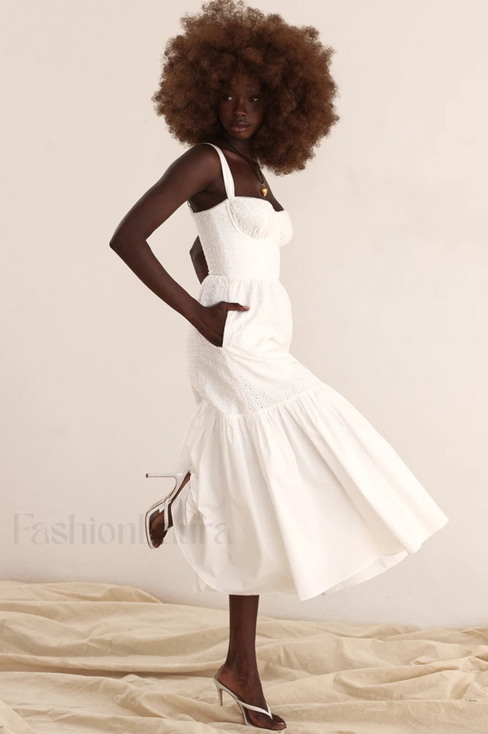 Elia White Broderie Charming Anglaise Midi Dress