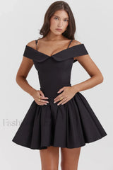 Elida Black Stylish Mini Dress XS / Black