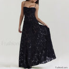 Embroidered Lace Off Shoulder Maxi Dress