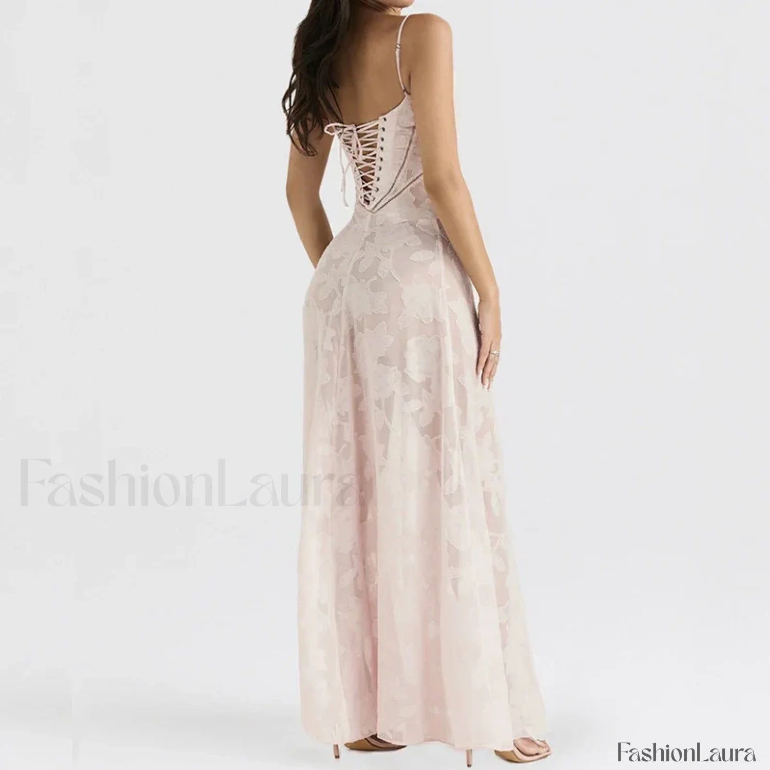 Embroidered Lace Off Shoulder Maxi Dress