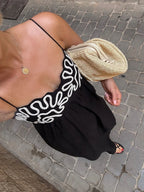 Embroidered Shirred Spaghetti Strap Long Dress Dresses