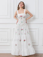 Embroidered Square Neck Boho Dress