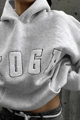 Embroidered YOGA Letter Hooded Hoodie