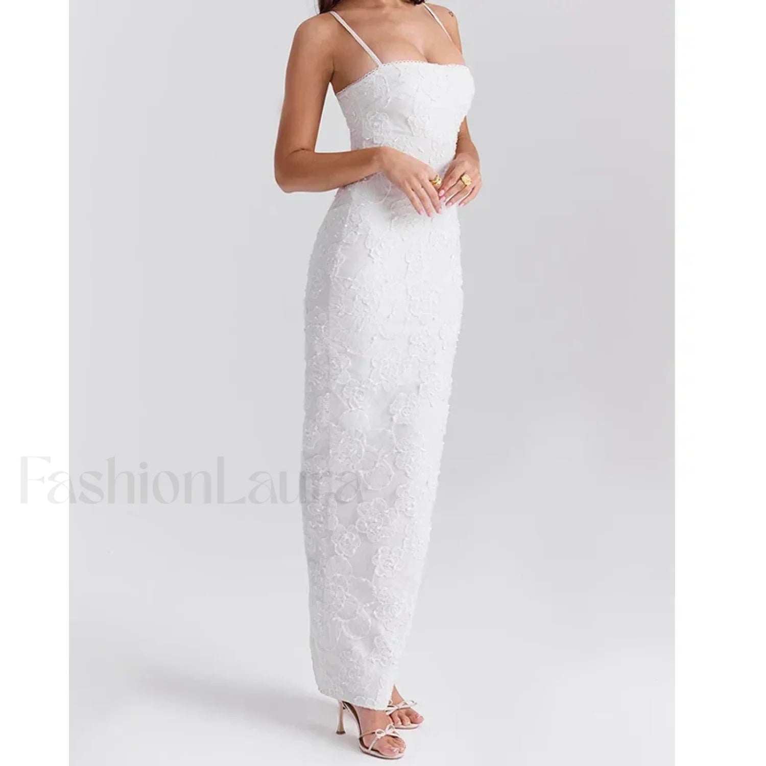 Embroidery Sling Bodycon Maxi Dress Secondary image