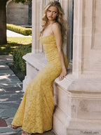 Embroidery Spaghetti Mermaid Maxi Dress