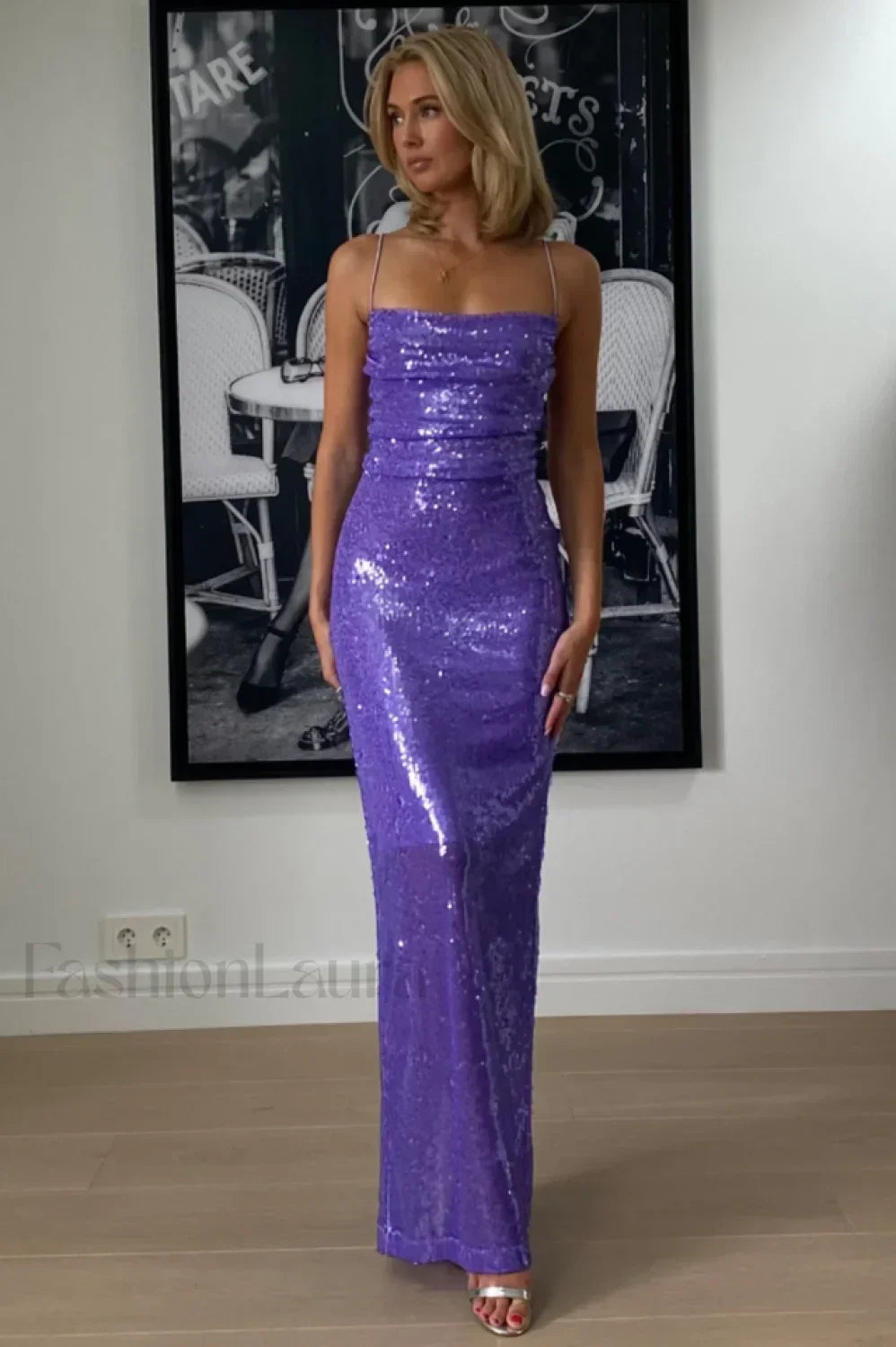 Emilina Sequin Stylish Backless Maxi Dress XS / Lilac Main image