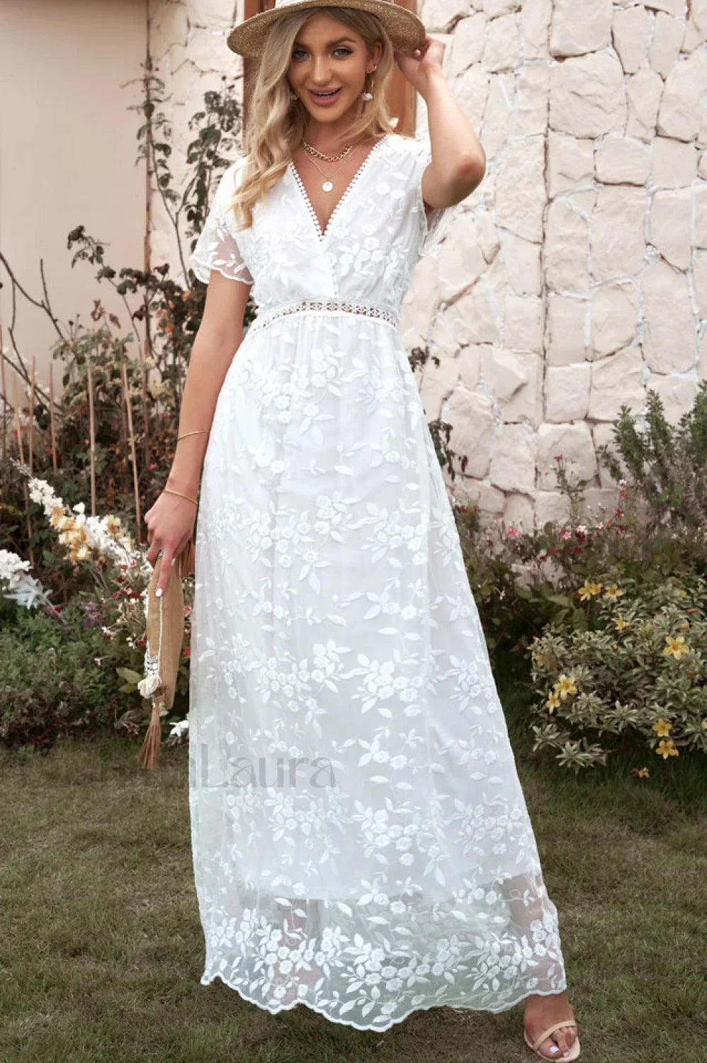 Emma Boho Floral Charming Lace Maxi Dress Secondary image
