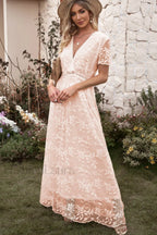 Emma Boho Floral Charming Lace Maxi Dress