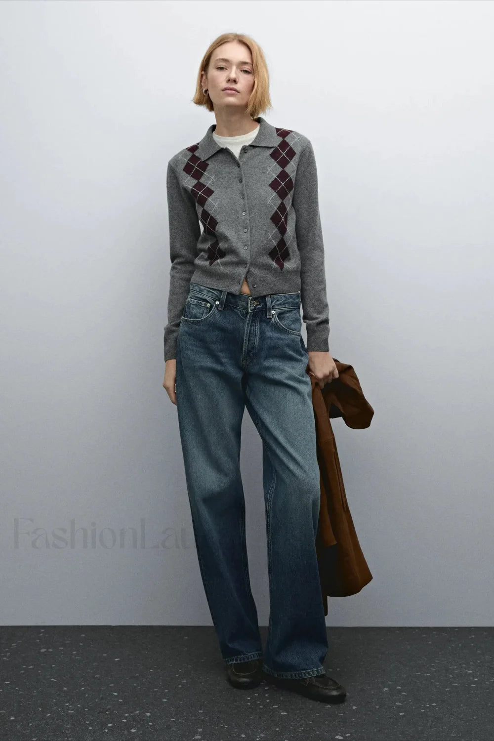 English College Style Polo Neck Knit Cardigan Secondary image
