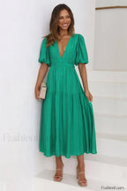 Erin Elegant Midi Dress S / Emerald