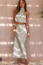 Esther Top + Charming Maxi Skirt Set M / Olive