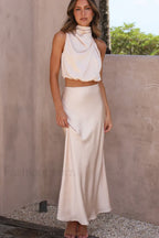 Esther Top + Charming Maxi Skirt Set S / Champagne