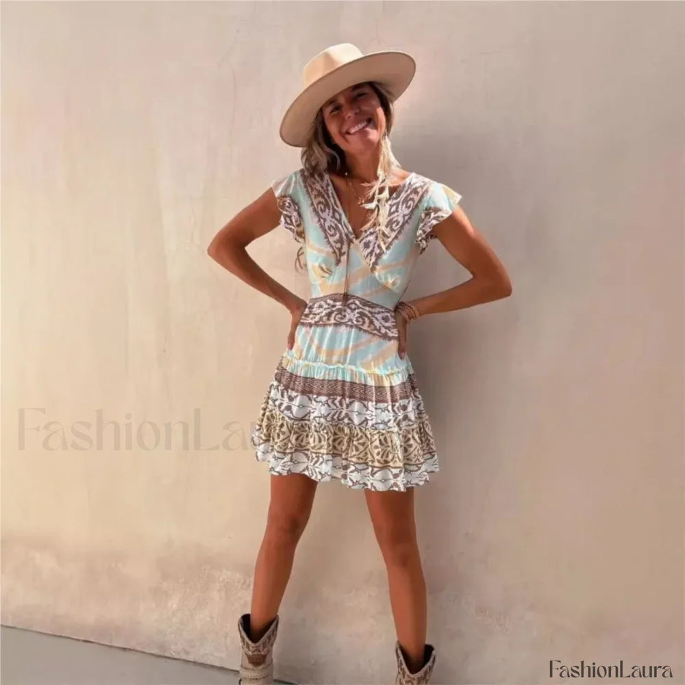 Ethnic Flying Sleeve Boho Dress