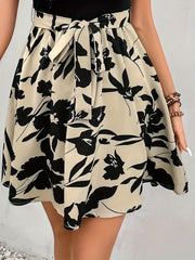 European and American Printing Thin Belt Half Skirt