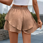 European Solid Color Ruffle Short