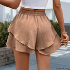 European Solid Color Ruffle Short