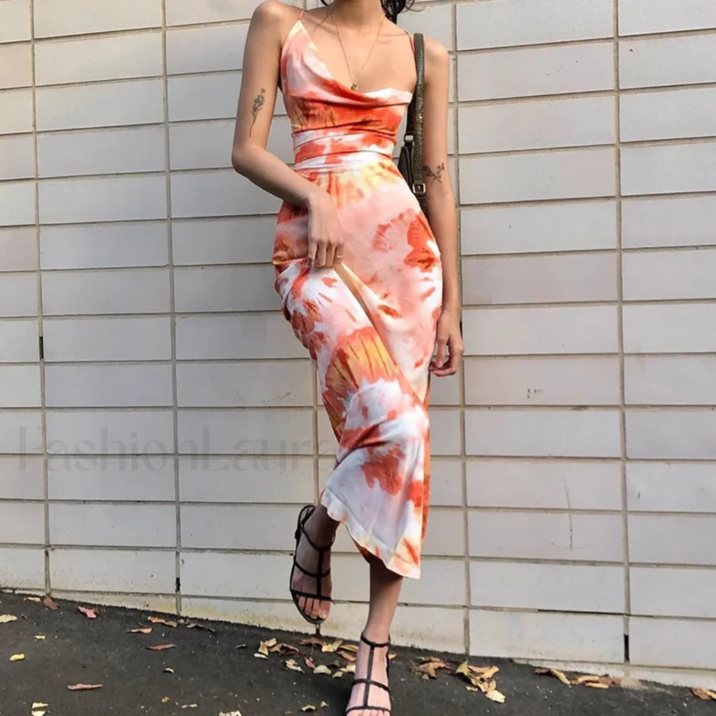 European Suspender Floral Dress