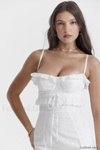 Eve White Stylish Broderie Maxi Dress
