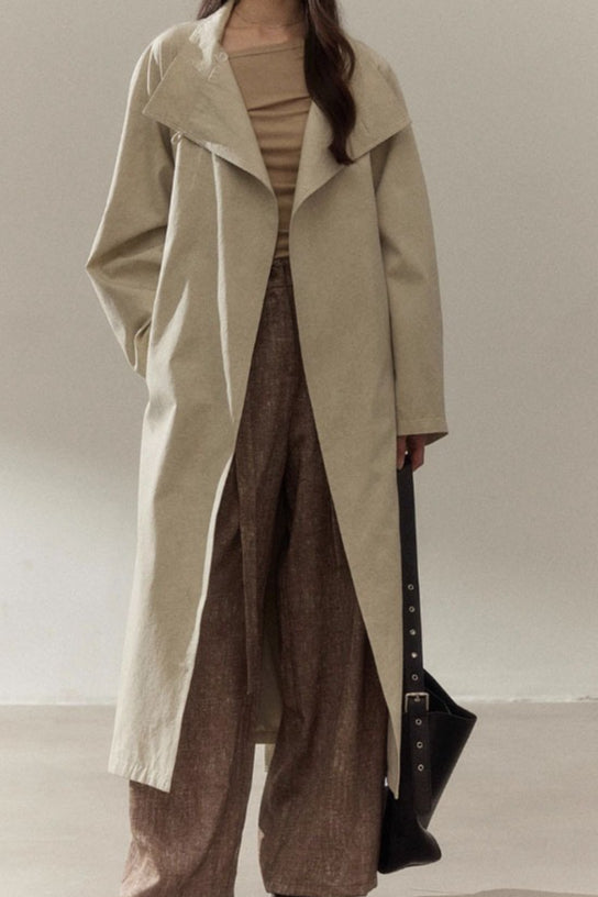 Sophisticated Minimalist Style Long Overcoat Main image