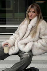 Faux Fox Fur Long Sleeve Coat coats