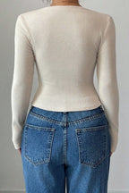 Classic Solid Color Slim Knit Top