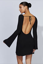 Bell Sleeve Knit Sweater Dress S / Black