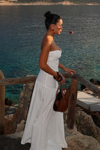 Sexy Hollow Strapless Maxi Vacation Dress