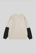 Cartoon Graphic Contrast Layered Long Sleeve Tee