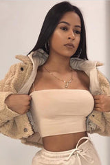 Elastic Spaghetti Strap Solid Corset Crop Top