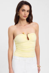 Dopamine Ruched Corset 3D Trim Crop Top