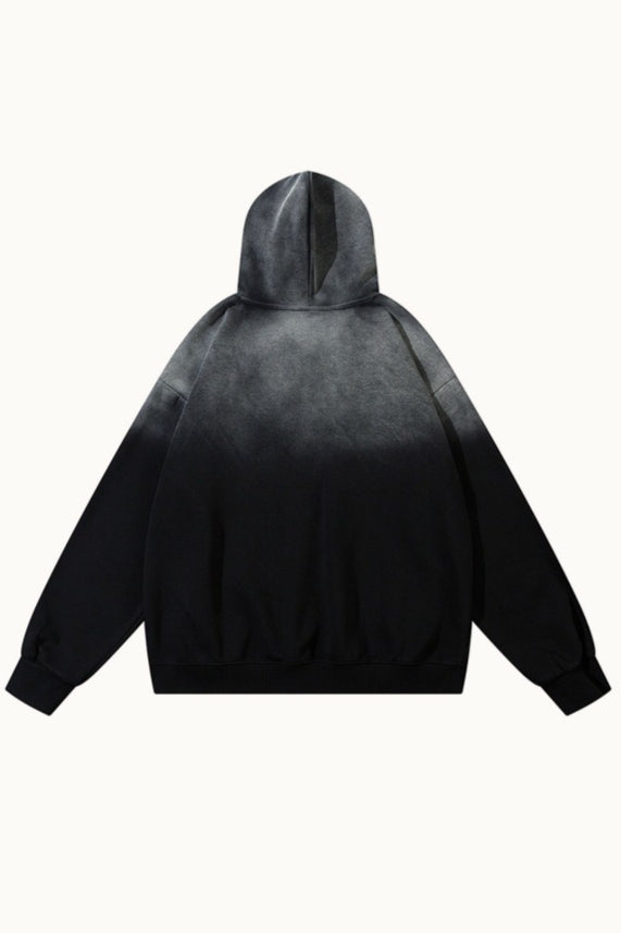 Gothic Letter Washed Pullover Hoodie