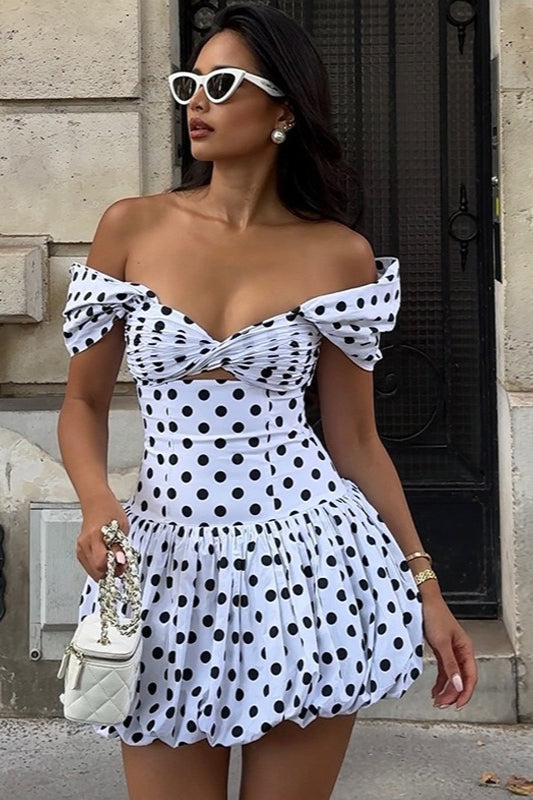 Sexy Polka Dot Hollow Out Mini Dress Main image