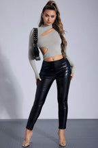 Bodycon Mock Neck Long Sleeve Crop Top