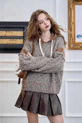 Color Block Hooded Relaxed Sweater