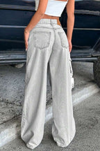 Vintage Low Rise Washed Straight Leg Jeans