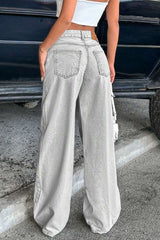 Vintage Low Rise Washed Straight Leg Jeans