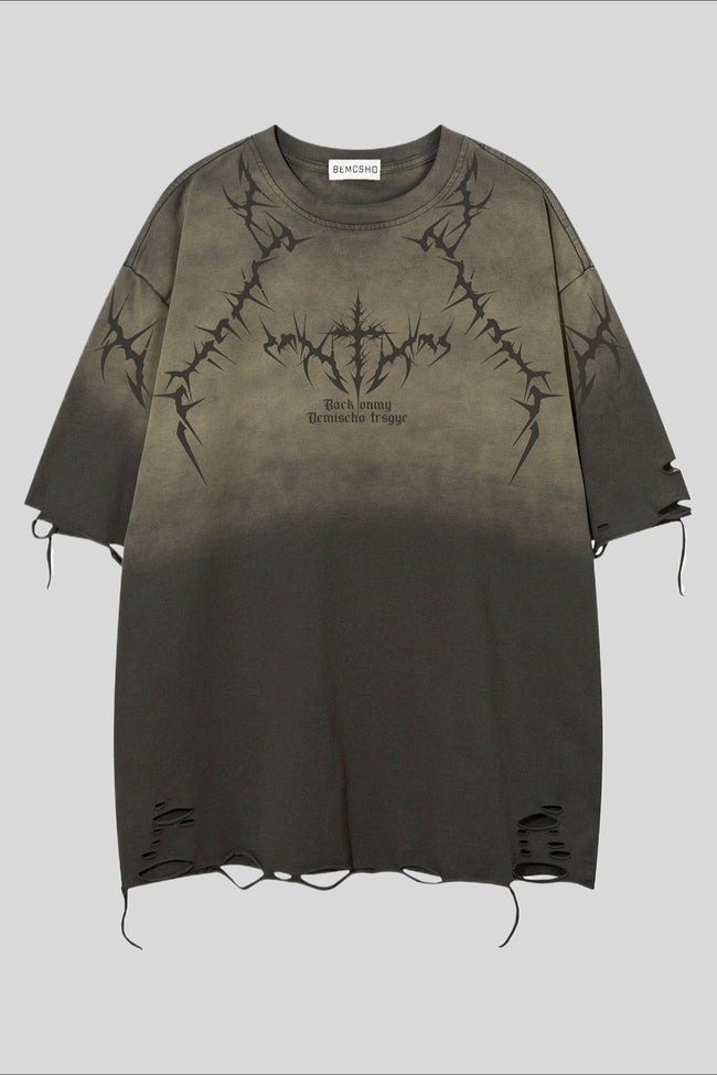 Distressed Cutout Washed Short Sleeve T-Shirt Main image