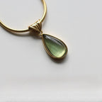 Aqua Teardrop Pendant Titanium Steel Gold Plated Necklace