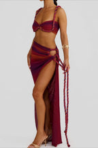 Sexy Backless Hollow Beach Maxi Dress Set