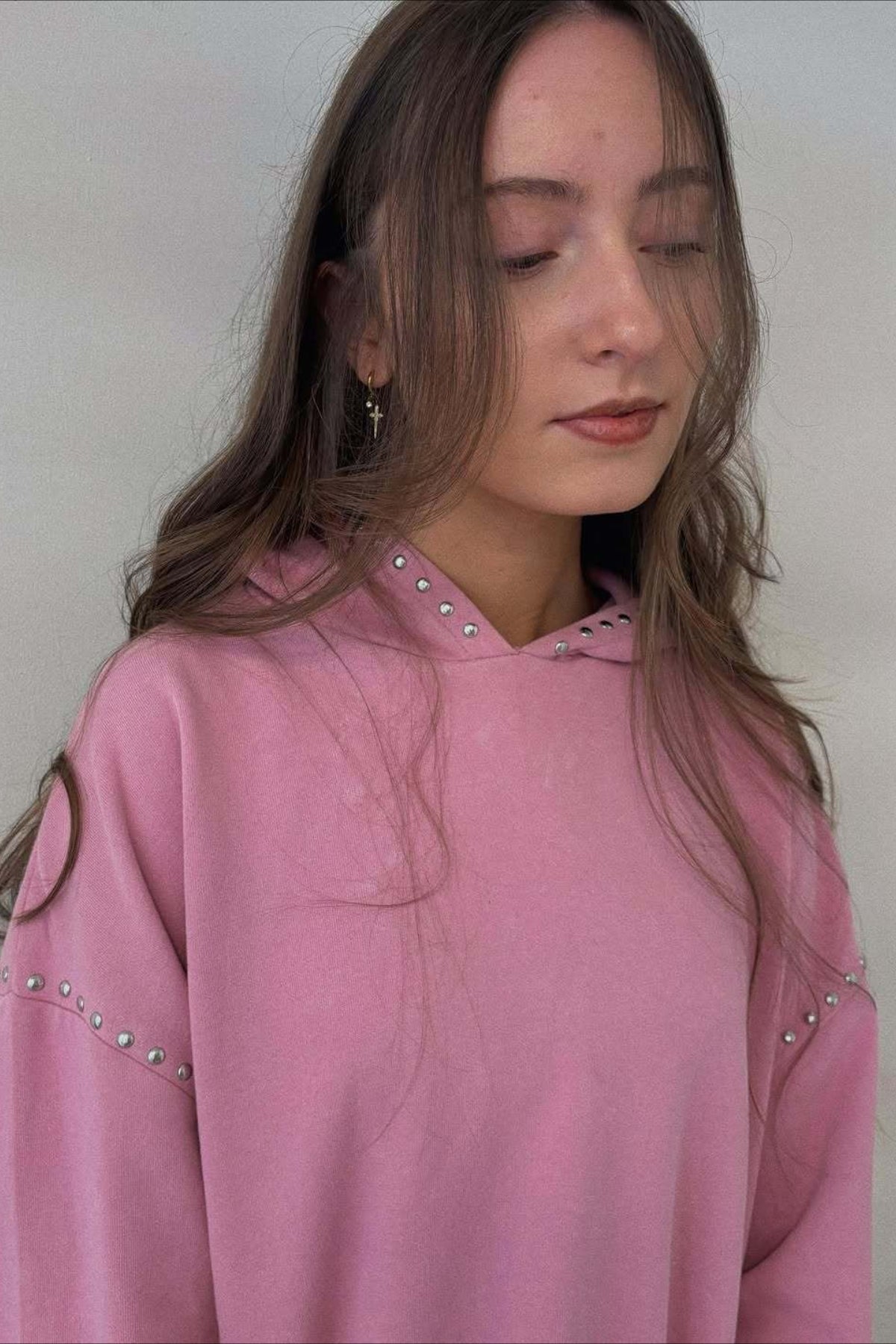 Studded Oversized Pullover Hoodie