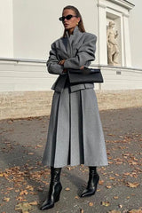 Fitted Cropped Blazer Long A Line Skirt Set