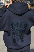 Wing Sequin Embroidery Loose Casual Sweatshirt