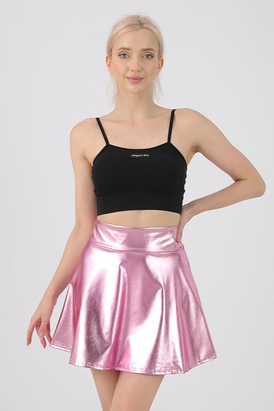 High Waist Solid Color Glossy Performance Skirt Main image