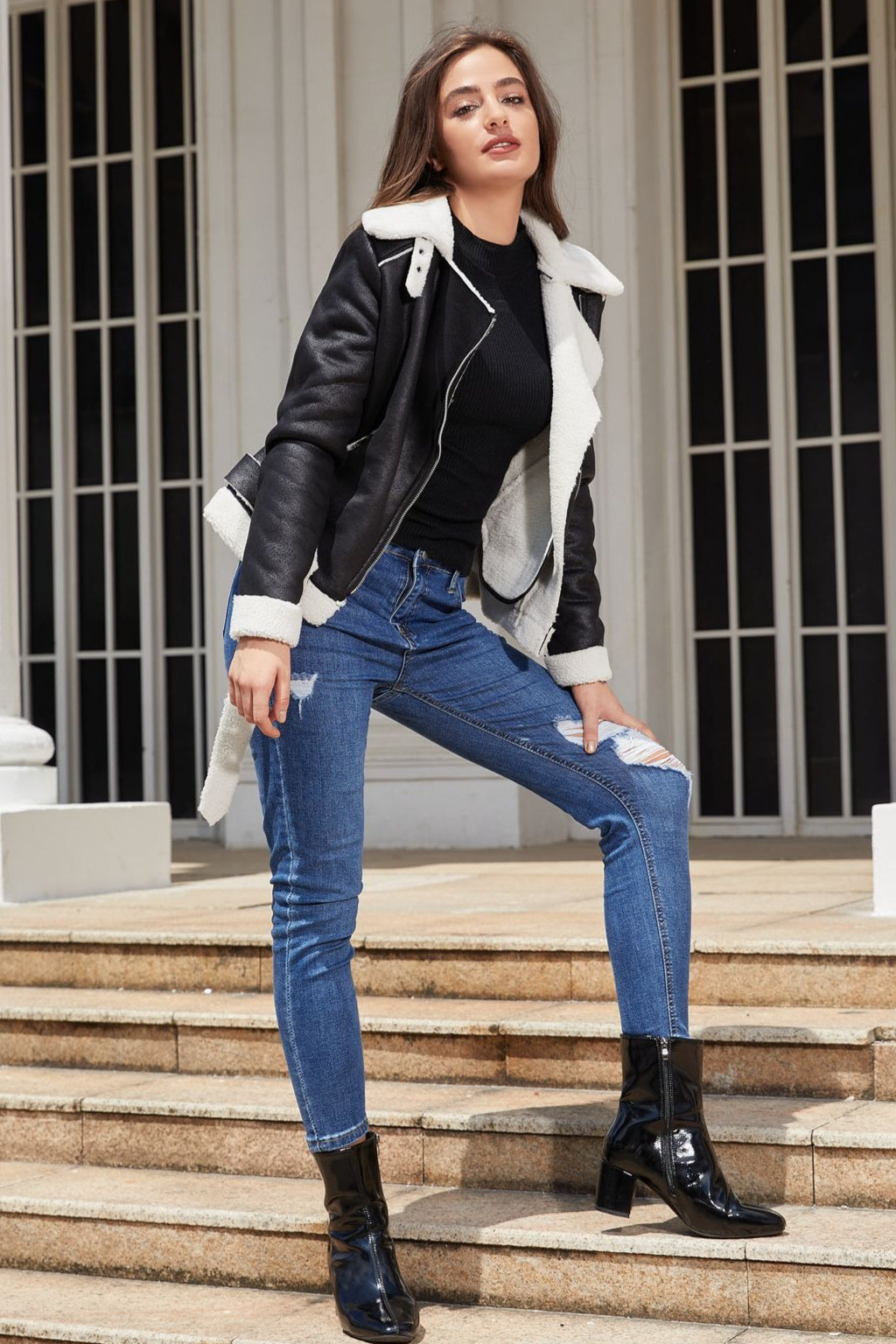 Shearling Lined Belted Suede Jacket Secondary image