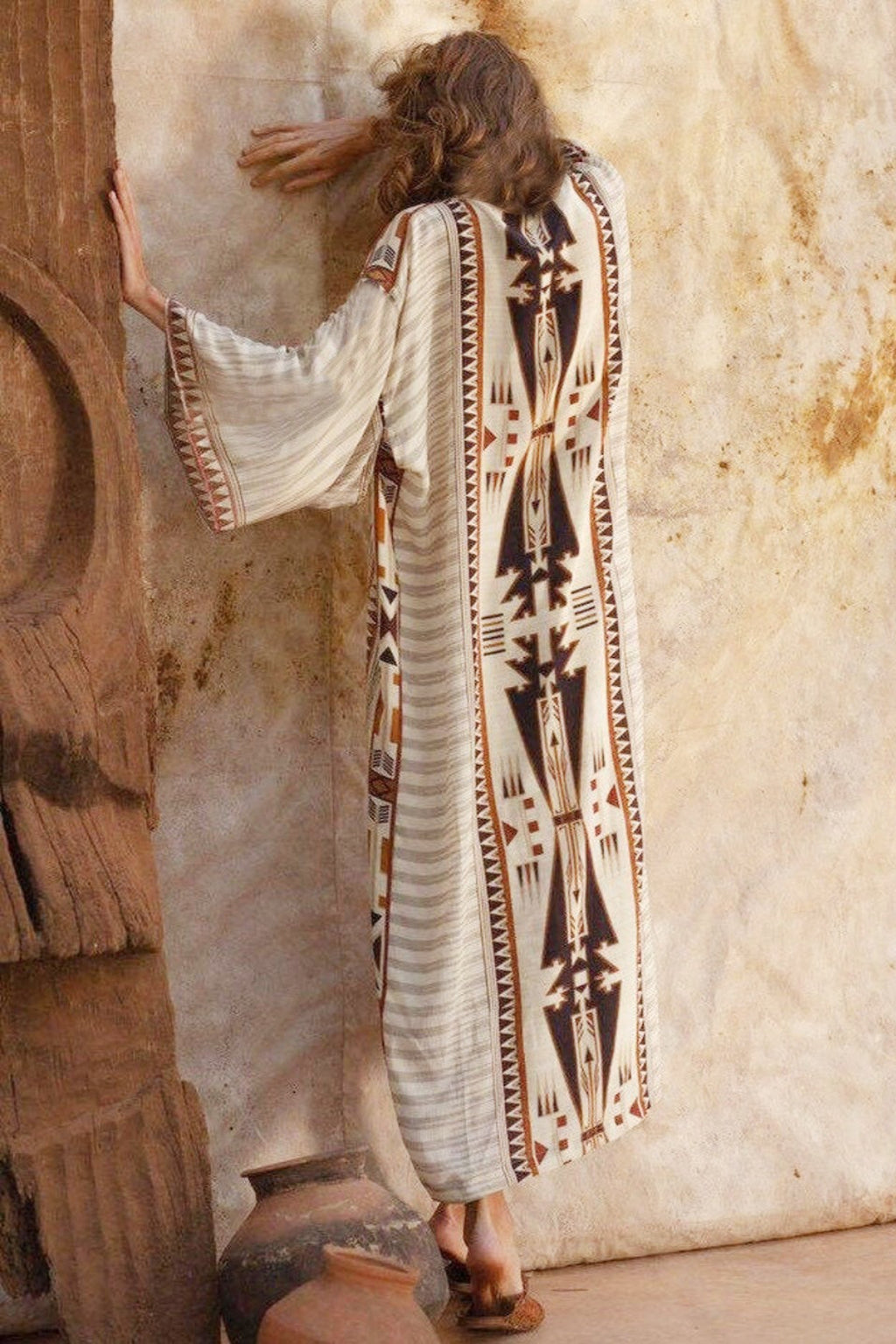 Geometric Print Loose Fit Beachwear Cover Up