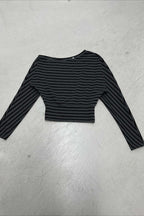 Striped Off Shoulder Cropped Top Shorts Set